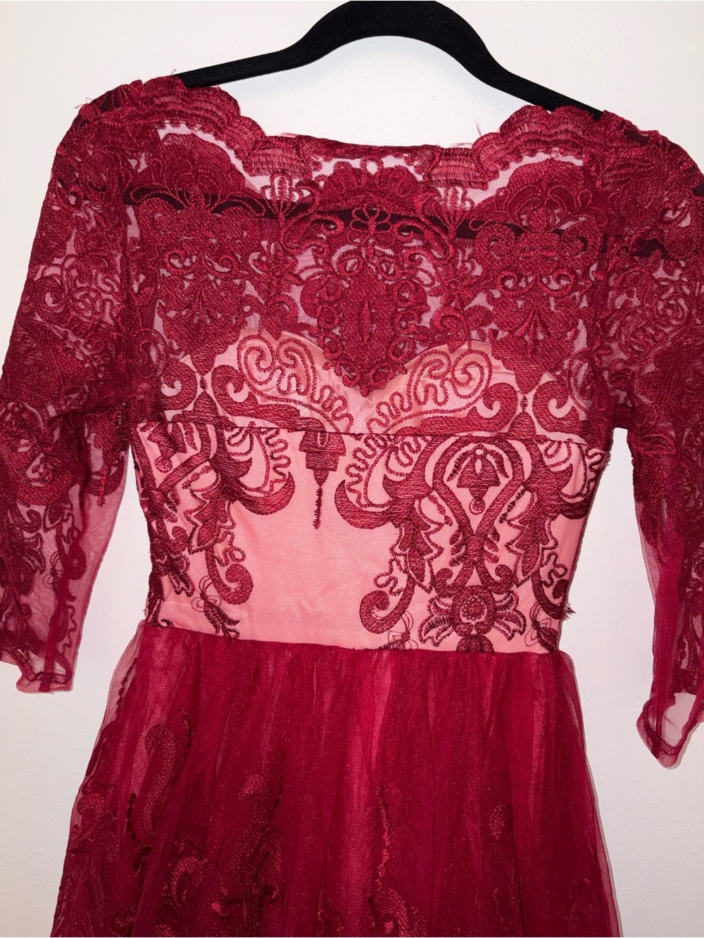 Chi Chi London Burgundy Lace Party Dress - 2 - Picture 4 of 8